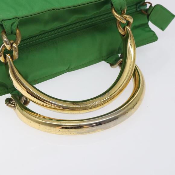 PRADA Hand Bag Nylon Green Gold - Picture 7 of 12